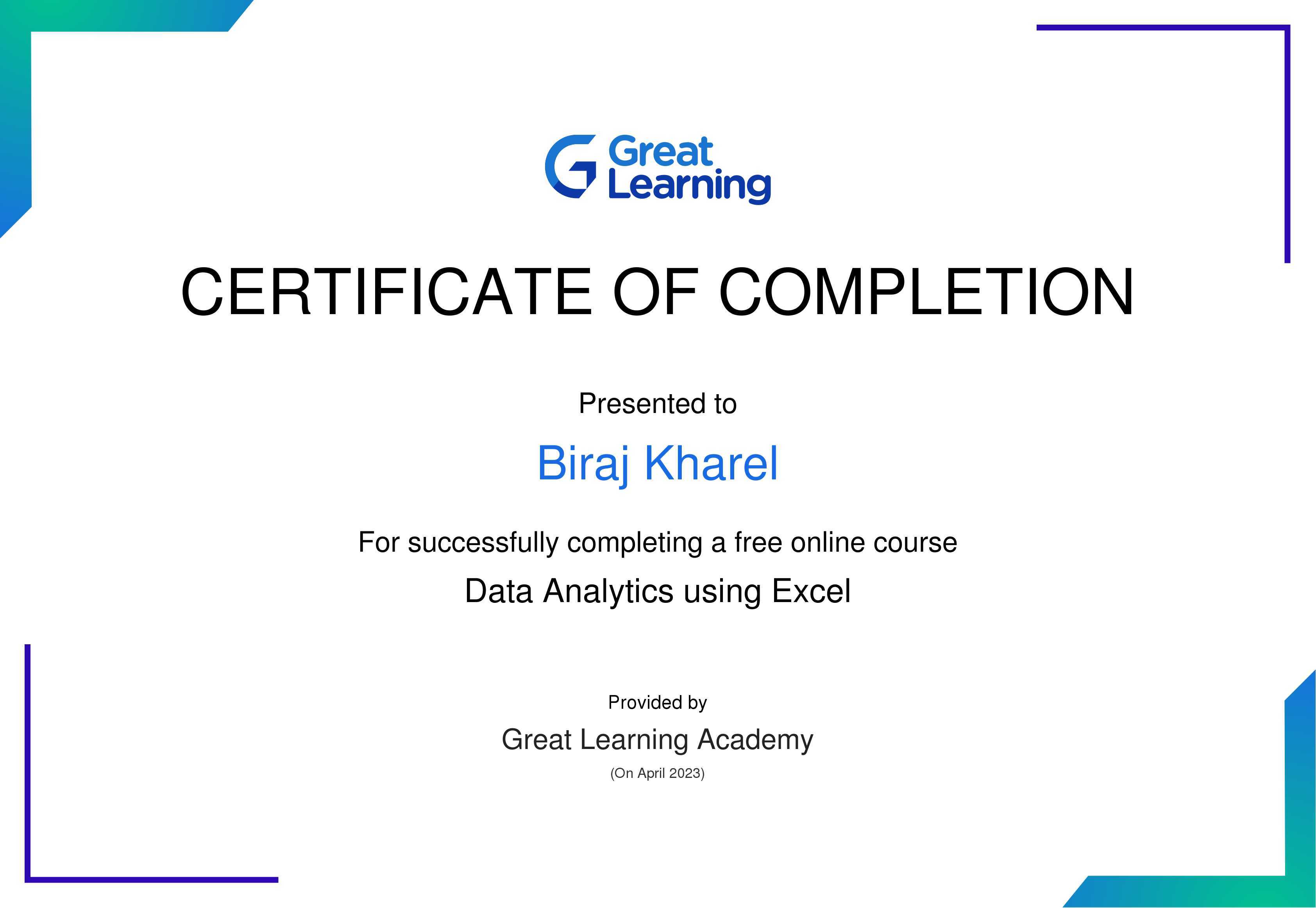 Excel Certificate